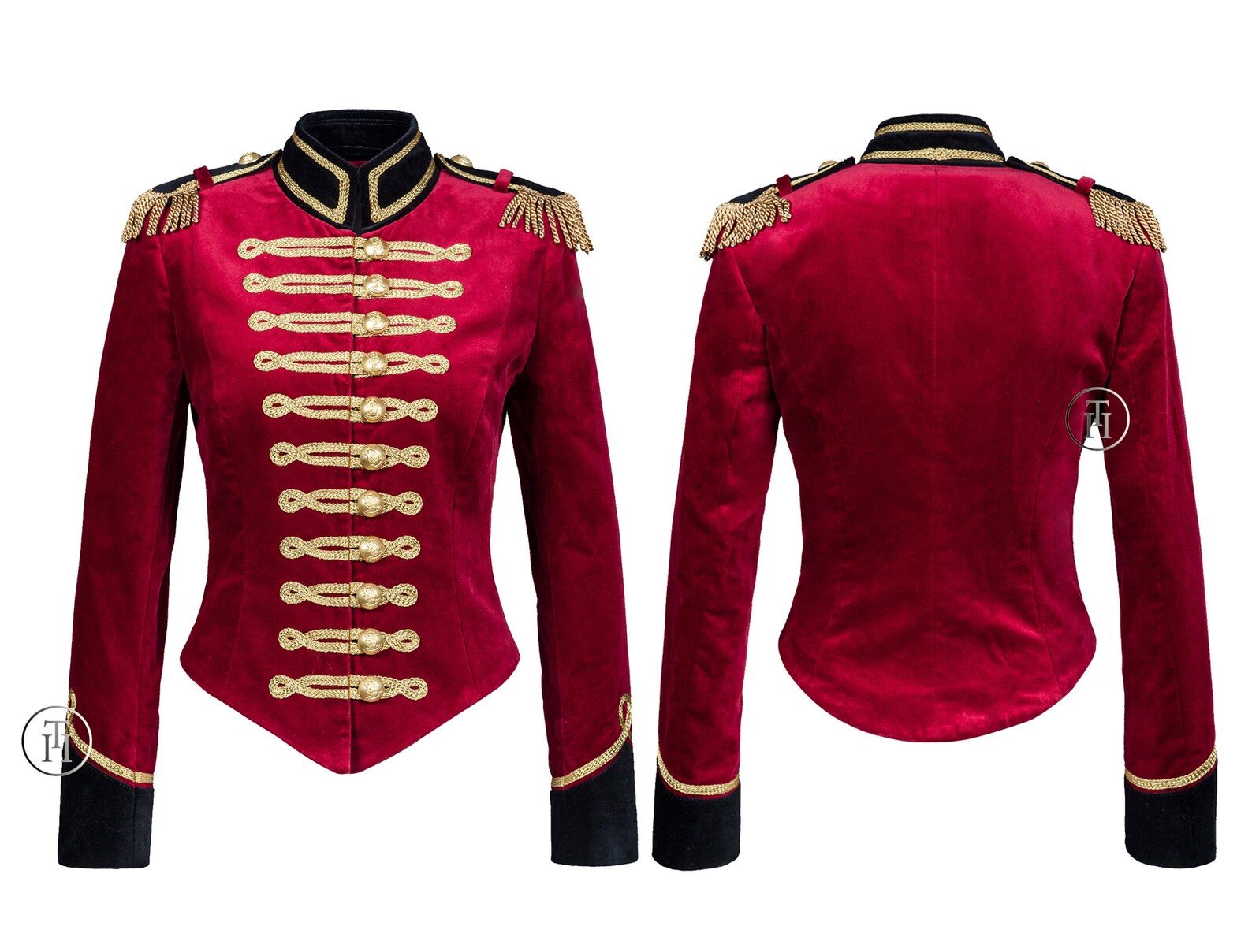 Ladies Red Wool Military Hussar Jacket With Golden Braid Etsy