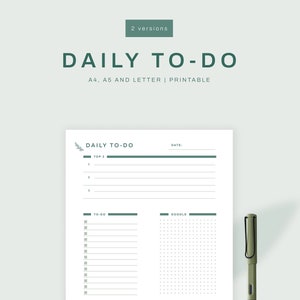 Daily To-Do list Printable A4/A5/Letter, Instant Download PDF