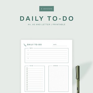 Daily To-Do list Printable A4/A5/Letter, Instant Download PDF