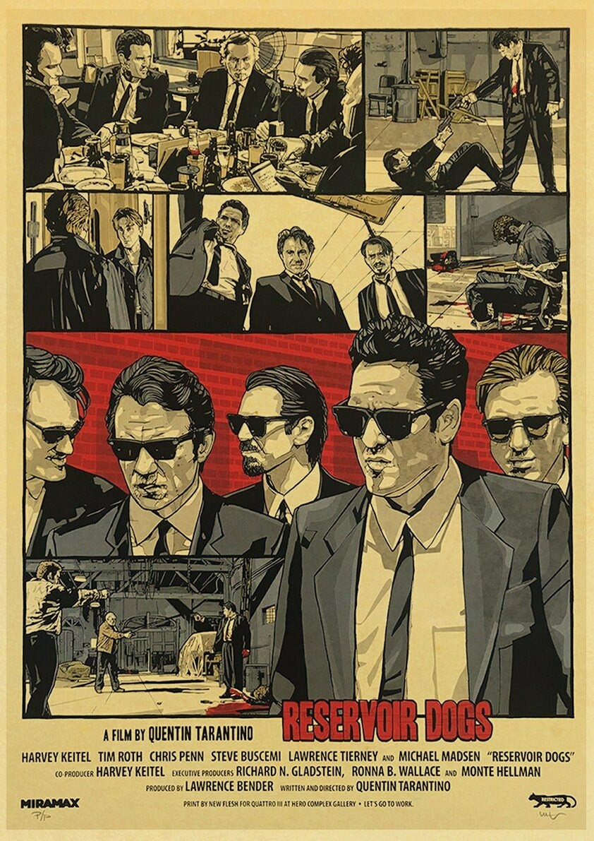 Quentin Tarantino Movie Retro Poster Pulp Fiction/reservoir - Etsy