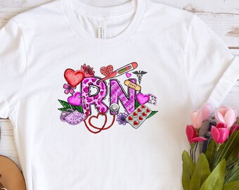 RN Valentine Shirt - Valentines Day Nurse - Custom RN Shirt- RN Shirt Women