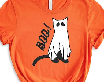 Ghost Cat Shirt, Halloween Cat Shirt, Boo Ghost Tee