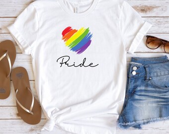 Chemise Rainbow Pride Heart, Chemise Rainbow Heart, Chemise égalité, Chemise LGBTQIA+ Pride, Chemise Proud Ally, Pride Parade, Love is Love Shirt