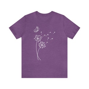 Pusteblumen Shirt Wilde Blumen Shirt Löwenzahn und Schmetterling Shirt Inspirierendes Shirt Löwenzahn Geschenk Bild 7