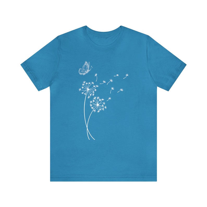 Pusteblumen Shirt Wilde Blumen Shirt Löwenzahn und Schmetterling Shirt Inspirierendes Shirt Löwenzahn Geschenk Bild 5