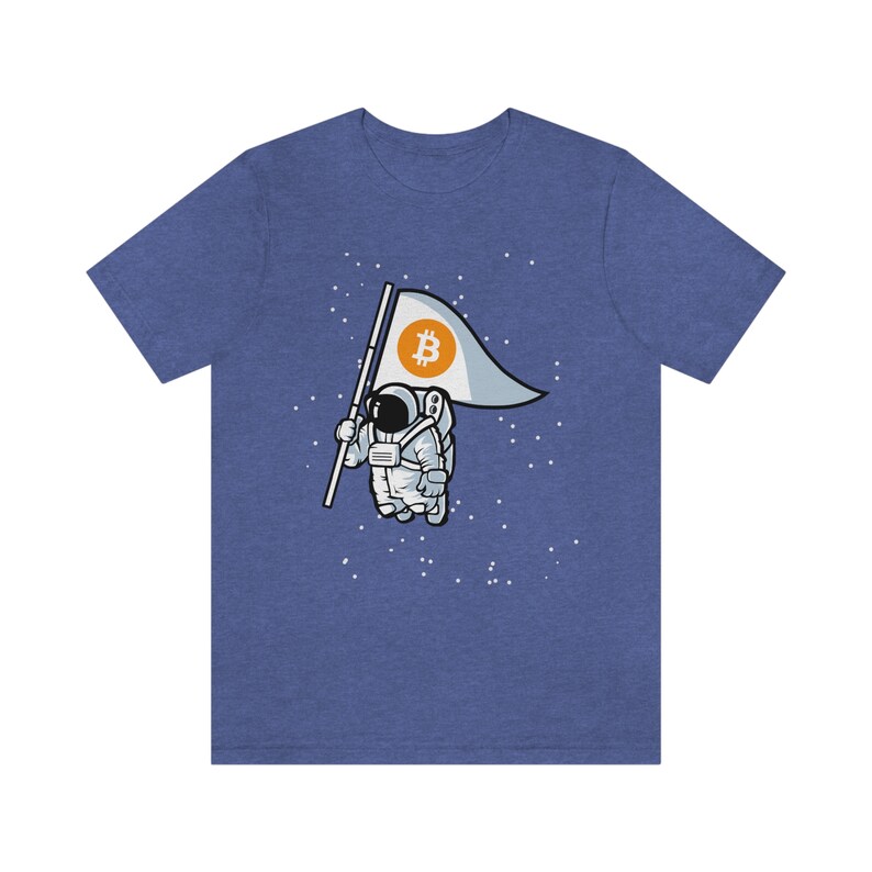 Funny Bitcoin To The Moon Shirt. HODL Bitcoin, Get Rich Or Go Broke Investing, Bitcoin Apparel, Astronaut Bitcoin Flag In Space To The Moon image 5