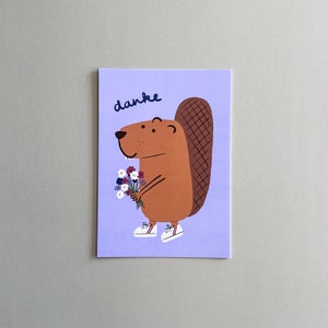 Postkarte Bieber "Danke" - Dankeskarte