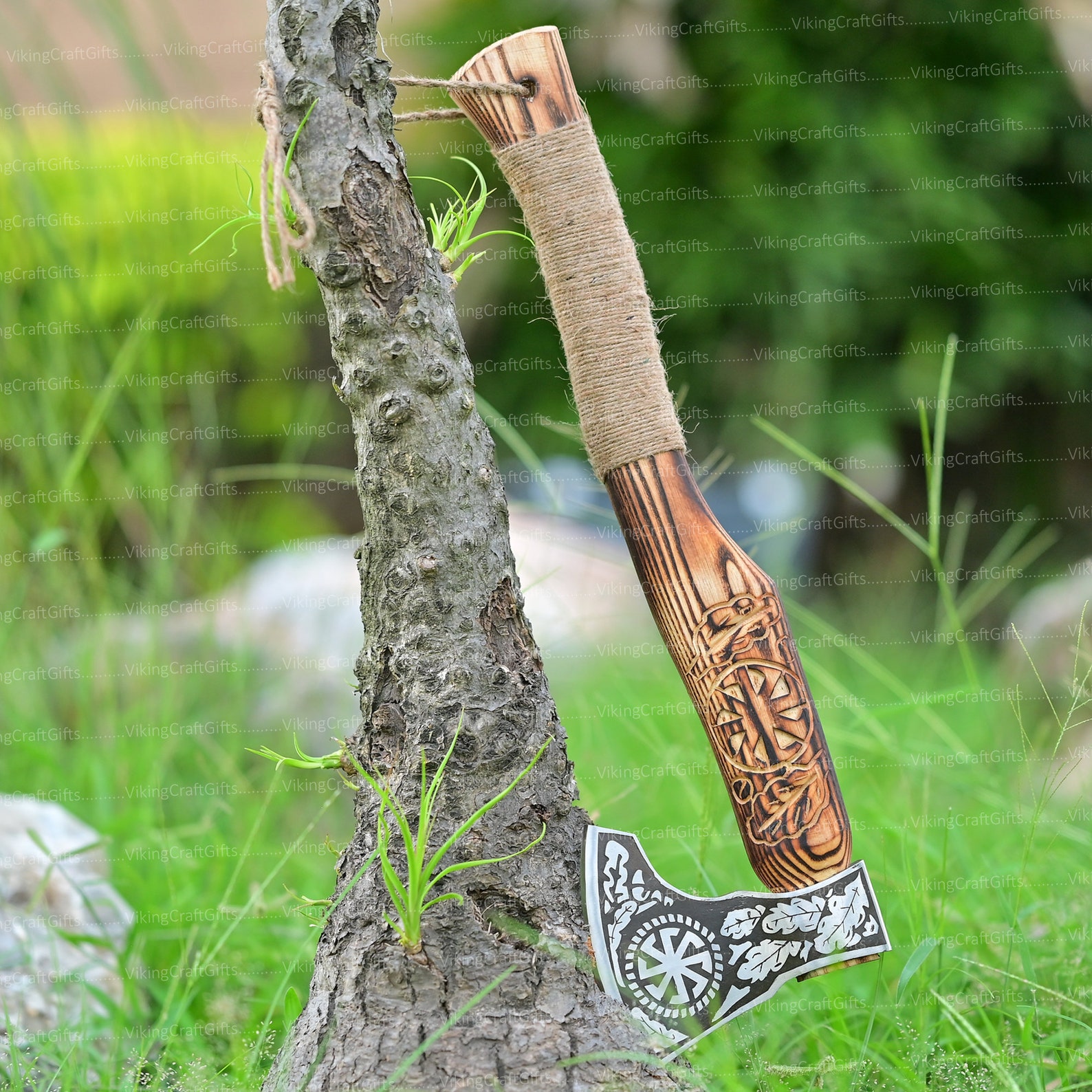 RAGNAR VIKING AXE Camping Axe With Rose Wood Shaft Etsy