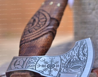 Axe, Beautiful custom handmade Viking forged axe, Collectibles axe, Groomsmen gift, Anniversary gift for husband, Personalized gift for him