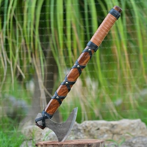 RAGNAR VIKING AXE Forged Camping Axe with Rose Wood Shaft, Viking Gifts, Viking Bearded Nordic, Custom Gift for men, Wedding gift for her