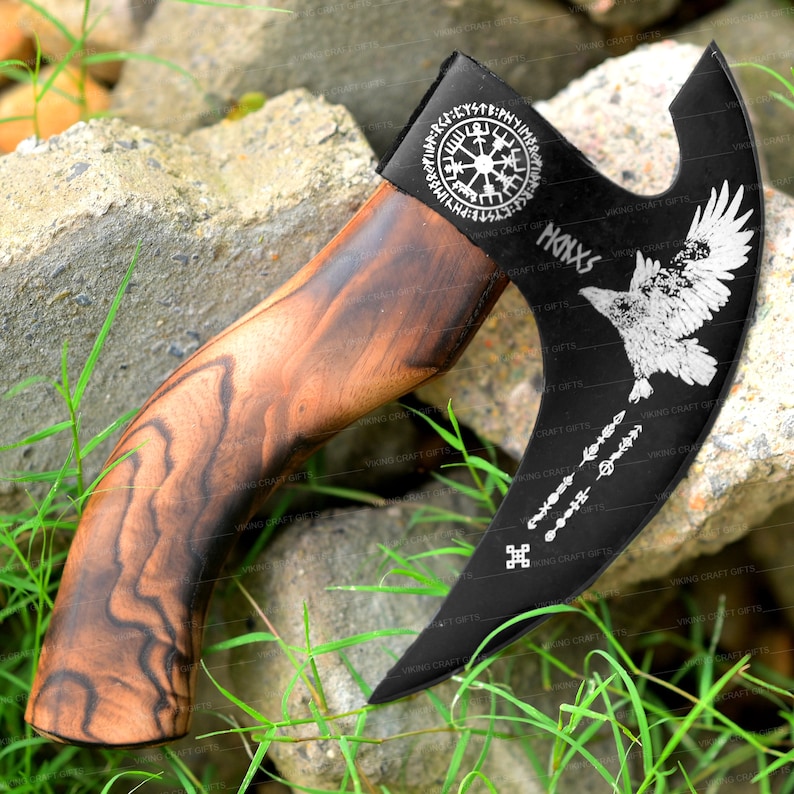 Viking Pizza Cutter Axe, Den ursprungliga specialdesignade handsmidda pizzayxan, Bästa presenterna till henne, Bästa jubileumspresenterna till honom, pizzaskäryxa Hawk