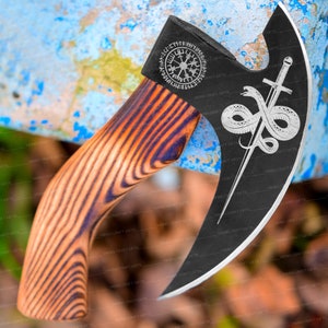Viking Pizza Cutter Axe, Den ursprungliga specialdesignade handsmidda pizzayxan, Bästa presenterna till henne, Bästa jubileumspresenterna till honom, pizzaskäryxa Cobra