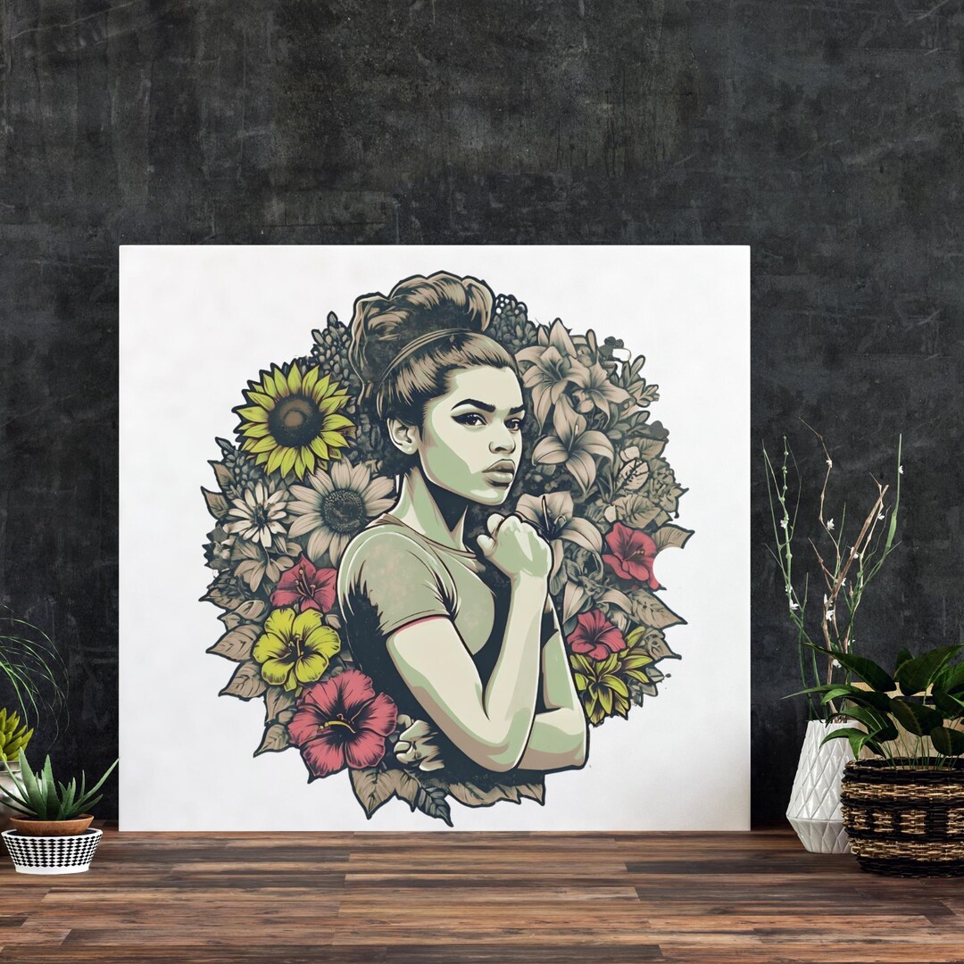 Empowering Woman Floral Canvas Photo Tile: Inspirational Wall Art - Etsy