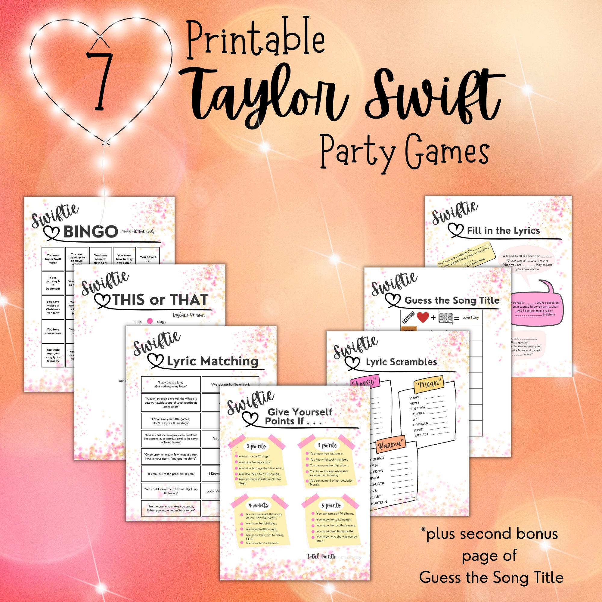 Taylor Swift Party Games Bundle Taylor Swift Birthday - Etsy UK