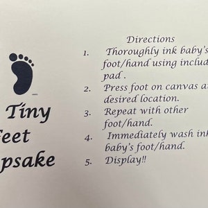 My Tiny Feet Keepsake. DIY comes with prepared 6x6 deco canvas and baby safe ink pad. Can be personalized. Great gift for baby image 7