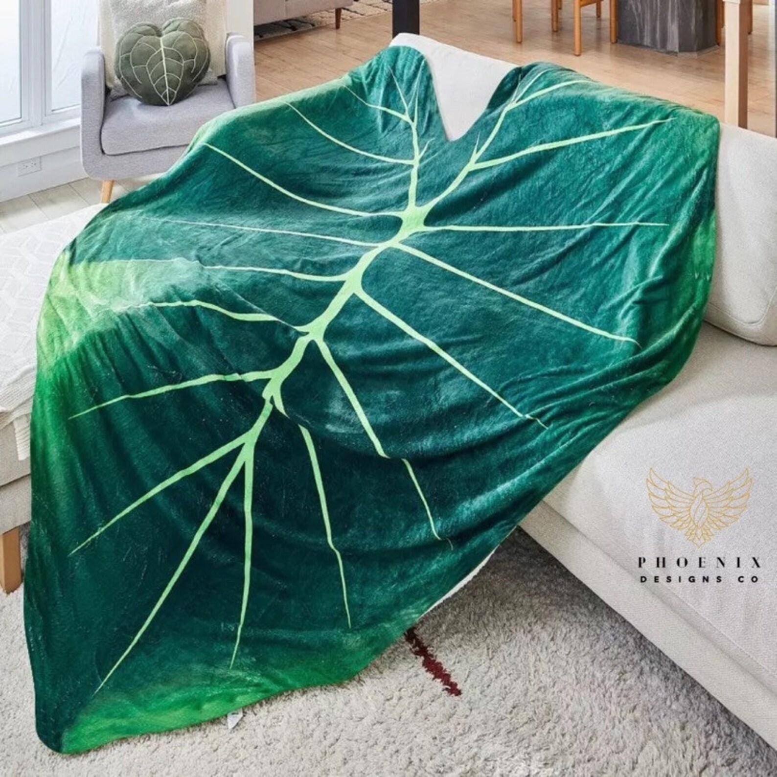 Monstera Leaf Blanket MADE TO ORDER Large Boho Leaf Blanket Etsy