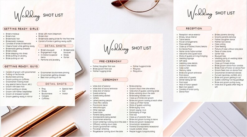 Wedding Shot List Wedding Photography Checklist Printable Wedding