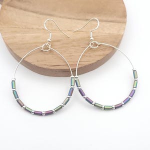 Color Changing Seed Bead Hoop Earrings: Handmade Nickel-Free
