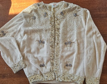 Suéter vintage general de lentejuelas y cuentas