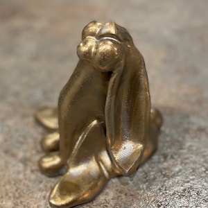 Gold bronze coloured Hare Ornament, gift, gift mode, Brass/Bronze clay hare, Collectable Art, Wildlife, Animal, Handmade, Ceramic Sculpture
