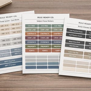 Adesivi per lo studio dell'esame di avvocato / 168 adesivi - Etichette per la facoltà di giurisprudenza MBE MEE MPT (Download digitale)