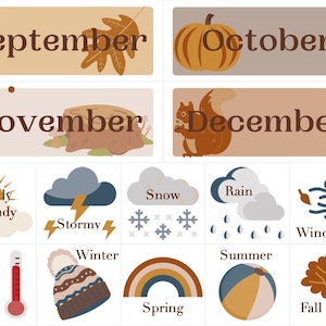 Conjunto de tarjetas de calendario de aula - Bosque de otoño