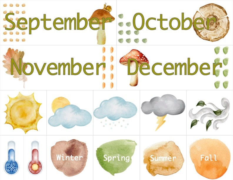 Classroom Calendar Card Set Toadstool - Etsy