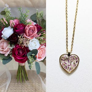TRANSFORMEZ VOTRE BOUQUET en collier - Préservez vos fleurs dans un bijou, pour conserver un souvenir unique (mariage, cérémonie...)