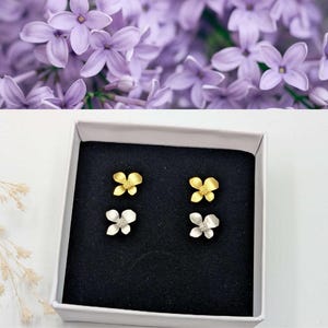 CHIARA - Lilac flower stud earrings - 24k gold plated or silver plated - flower earrings