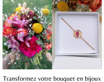 TRANSFORMEZ VOTRE BOUQUET en bijoux - Upcycling bouquet - Préservation de bouquet - Bijoux fleurs sechées