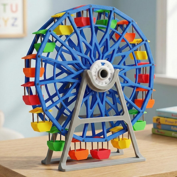 3D-reuzenrad STL-bestand: kleurrijk speelgoed voor kinderen (digitale download)