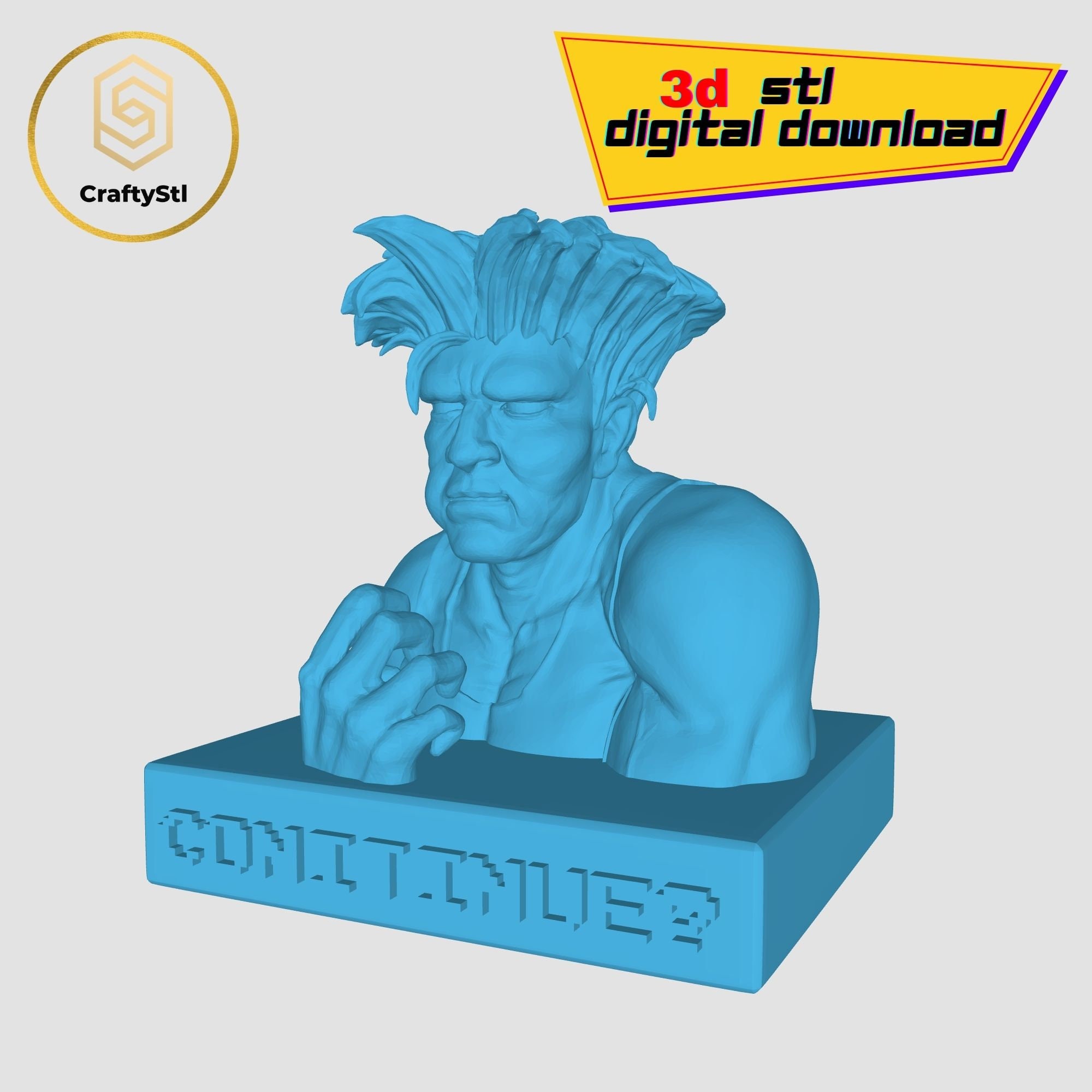 STL file GUILE STREET FIGHTER VIDEO GAMES BUST 👤・3D printing