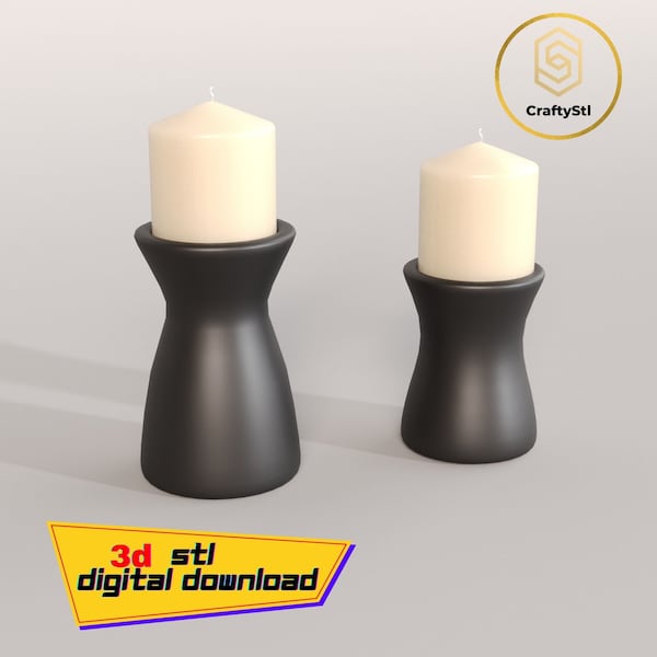 Candle Holder STL Files for 3D Printing | Modern Candle Holder 3D Print Stl File | 3D Home Decor - Digital Download