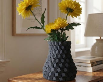 Modèle 3D de vase géométrique : pot de fleurs imprimable (téléchargement numérique)