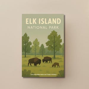 Parc national Elk Island à téléchargement d'art numérique - Affiche vintage 2:3 pour décoration d'intérieur ou cartes postales