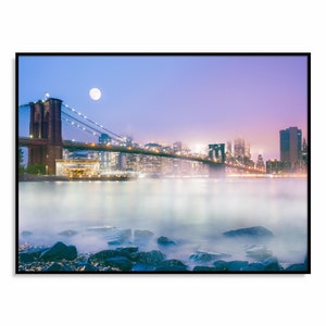 Brooklyn Bridge Art Print, NYC Wall Art, NYC Skyline at Night, New York Photography, Art Prints for Home Decor
