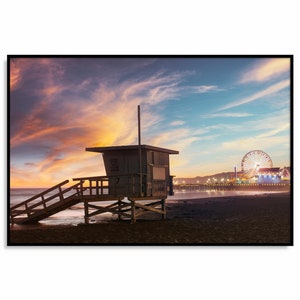 Santa Monica Pier Print, Beach Wall Art, Los Angeles Print, California Photo, Los Angeles Wall Art, Home Decor