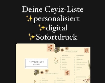 Ceyiz-Liste/Mitgift-Liste - Digitaler Download im DIN A4-Format