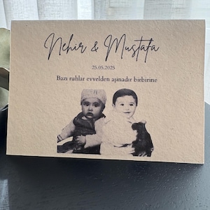 10 gepersonaliseerde plaatskaarten – handgemaakte vouwkaarten voor bruiloften | Optie met kinderfoto's