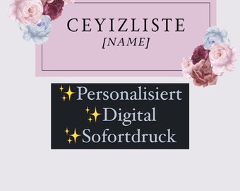 Liste Ceyiz/Liste de dot - Téléchargement numérique au format A4