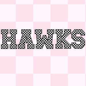 Checkered Letters Team Mascot Png Hawks Sublimation Design Download Hawks Mascot Png Go Hawks Png Digital Design Download