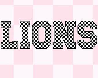 Team Mascot Png Lions Sublimation Design Download  Lions Mascot Png Go Lions Png Digital Design Download Checkered Letters