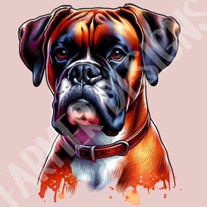 Boxer Hund Clipart Aquarell Hund Clipart Sublimationsdesigns, Hunderasse PNG-Datei, niedliche digitale Illustration, Portrait Prints