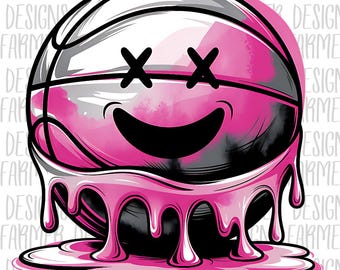 Pink Basketball Trendy Sublimation Design, Cute Basketball PNG, Sports Mom Shirt Design, Girly Basketball Clipart, Retro Basketball PNG