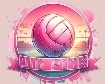 Maglietta con design PNG per la pallavolo e il cancro al seno, pallavolo e sensibilizzazione sul cancro al seno, nastro rosa, maglietta rosa da pallavolo.