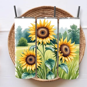 Sonnenblume Tumbler Wrap 20 Unzen Skinny Tumbler Sublimation Design Digitaler Download PNG Instant Digital Design Herbst Gelb Floral Tumblr Wrap