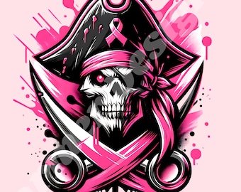 Breast Cancer Team Mascot Png Pirates Sublimation Pink Out Breast Cancer Ribbon Pirates Mascot Png Go Pirates Png Digital Design Download