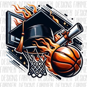 Gorra y diploma de graduación de último año de baloncesto 2025 Png, Deportes de último año 2025, Clase de 2025, Camiseta de graduación Png, Diseño de sublimación de camisetas