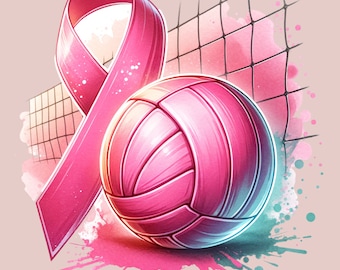 Maglietta con design PNG per la pallavolo e il cancro al seno, pallavolo e sensibilizzazione sul cancro al seno, nastro rosa, maglietta rosa da pallavolo.