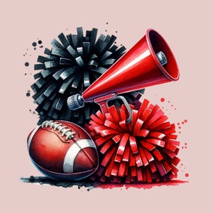 Team Mascot Png Red and Black Sublimation Red and Black Pom Poms Design Download  Png Digital Design Download  Cheerleader Football Player